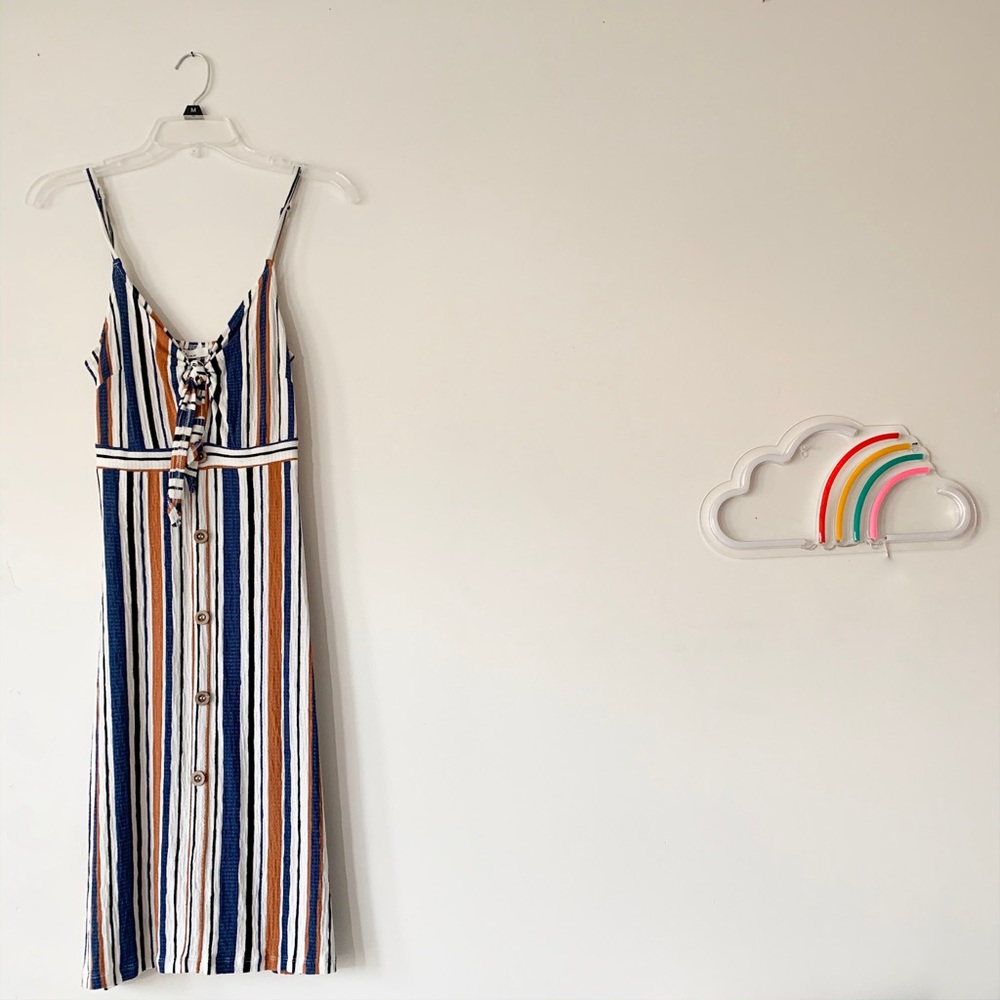 Boho striped tie dress